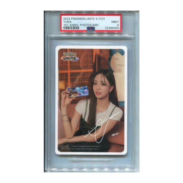 2022 Pokemon Unite X Itzy Yuna 1st Anniversary Photo Card PSA 9